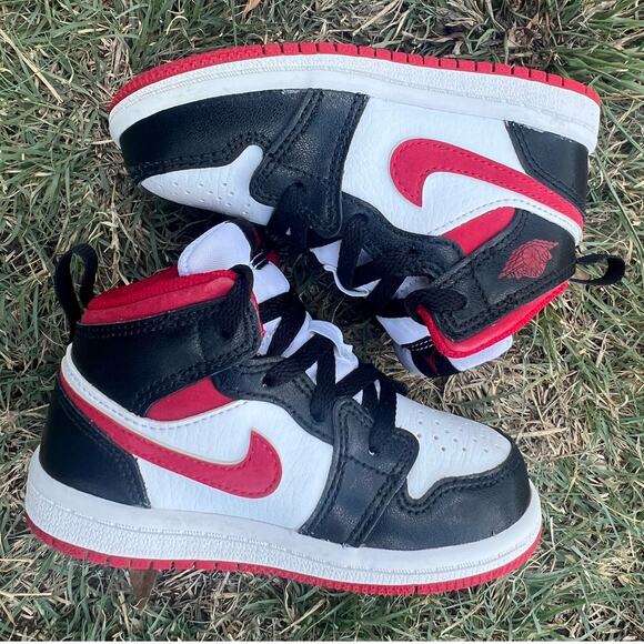 Nike Air Jordan 1 Mid TD 'White Black  640735-122 Toddler Size 7C (1MS) - Picture 1 of 7